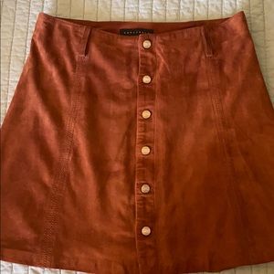 Sanctuary 100% Suede Circle Button-Fly Skirt Sz S